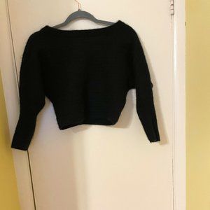 "Heavenly Soft" Black Cashmere Crop Top